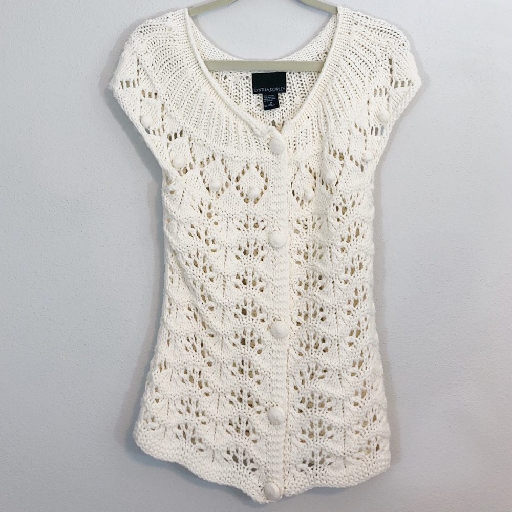 Cynthia Rowley cardigan sweater ivory Medium